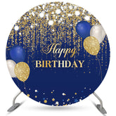 Marine Blau Und Gold Funkeln Luftballons Runden Geburtstag Hintergrund